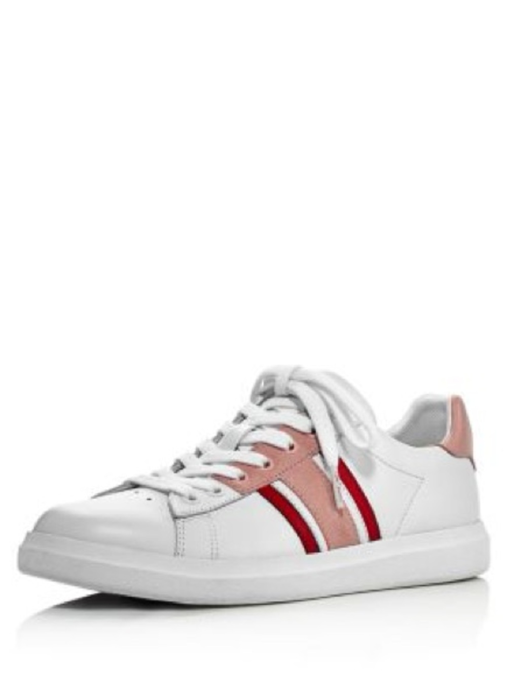 Tory Burch White Sneakers with Pink & Red Stripe Accents